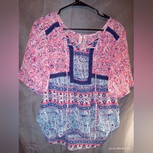 Red camel XS silk cotton blouse